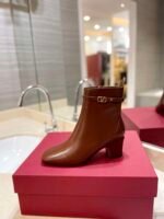 Valentino Garavani Tan Go Ankle Boot In Calfskin Leather Brown - Image 4
