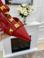 Valentino Garavani Roman Stud Kitten Heel Pumps Red - Image 5