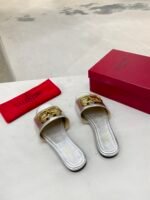 Valentino Garavani Vlogo Signature Slide Sandal Silver - Image 7