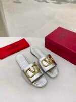 Valentino Garavani Vlogo Signature Slide Sandal Silver - Image 9
