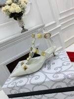 Valentino Garavani Roman Stud Kitten Heel Pumps White - Image 6