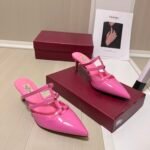 Valentino Garavani Rockstud Wispy Mule In Calfskin Magenta - Image 4