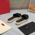 Valentino Garavani Vlogo Leather Espadrille Slides Black - Image 5