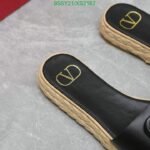 Valentino Garavani Vlogo Leather Espadrille Slides Black - Image 4