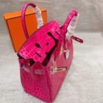 Hermes Birkin 30 Crocodile Gold Toned Hardware Dark Pink 30Cm - Image 4