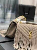 Saint Laurent College Medium Suede Shoulder Bag Gray 24Cm - Image 6