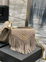 Saint Laurent College Medium Suede Shoulder Bag Gray 24Cm - Image 9