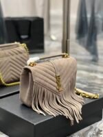 Saint Laurent College Medium Suede Shoulder Bag Gray 24Cm - Image 7