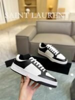 Saint Laurent Perforated Leather Sneaker Black And White - Image 5
