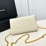 Saint Laurent Classic Cassandre Chain Wallet In Grain De Poudre Leather White 24Cm 377828Bow019207 - Image 4