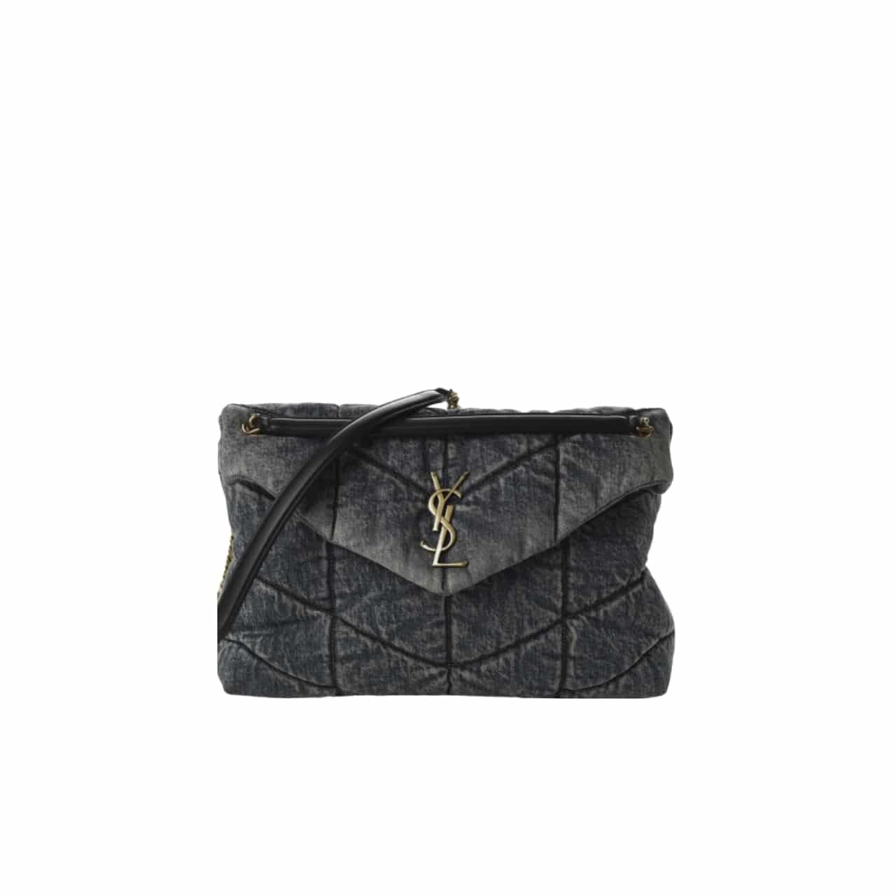 xr:d:DAF4OnkYemU:1258,j:598273125217364016,t:24030104 Saint Laurent Puffer Medium In Suede And Denim Black 30Cm - Image 1