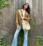 Saint Laurent Le 5 A 7 In Raffia Crochet And Smooth Leather Beige 32Cm 690941Gaaar2080 - Image 3