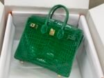 Hermes Birkin 30 Crocodile Gold Toned Hardware Dark Green 30Cm - Image 3