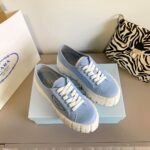 Prada Double Wheel Nylon Gabardine Sneaker Light Blue 1E260M3Lfxf0591F050 - Image 2