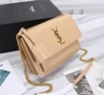 Saint Laurent Sunset Medium Chain Bag In Crocodile Embossed Shiny Apricot 22Cm 442906Dnd0N9207 - Image 4
