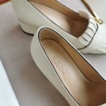 Gucci Mid Heel Pump Leather White 408208 C9D00 9022 - Image 9