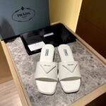 Prada Brushed Leather Slide In White - Image 4
