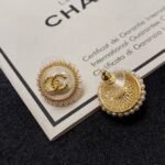 Chanel Button Pearl Earrings - Image 3