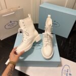 Prada Brushed Leather Abd Re Nylon Boots Creme 1T782M 3Lf7 F0F24 F B050 - Image 3
