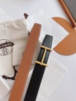 Hermes Leather Belt Gold Buckle Black 38Mm - Image 2