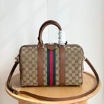 Gucci Ophidia Medium Boston Bag Beige And Brown GG Canvas 30Cm ‎857595 FAFUF 9870 - Image 8