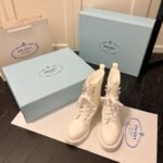 Prada Brushed Leather Abd Re Nylon Boots Creme 1T782M 3Lf7 F0F24 F B050 - Image 2