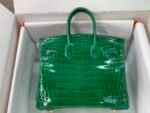 Hermes Birkin 30 Crocodile Gold Toned Hardware Dark Green 30Cm - Image 6