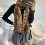 Gucci Check Gg Wool Jacquard Scarf Brown 180Cm - Image 7