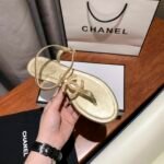 Chanel Gold Pearl Cc Logo Thong Sandals Golden - Image 4