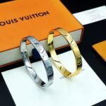 Louis Vuitton Damier Staples Bangle Bracelet Silver M1387L - Image 6
