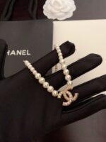 Chanel Women’S Pearl Necklace And Gold Metal - Image 2