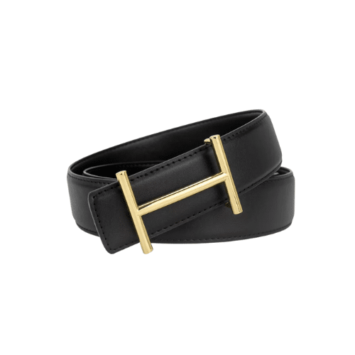 dne-15-8 Hermes Leather Belt Gold Buckle Black 38Mm - Image 1
