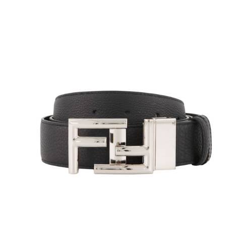 dne-4-20 Fendi Black Leather Belt With Ff Silver Buckle 40Mm - Image 1