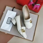 Gucci Mid Heel Pump Leather White 408208 C9D00 9022 - Image 3