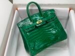Hermes Birkin 30 Crocodile Gold Toned Hardware Dark Green 30Cm - Image 9