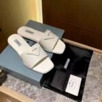 Prada Brushed Leather Slide In White - Image 2