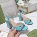 Gucci Women’S Horsebit High Heel Sandal Blue ‎771600 C9D00 4728 - Image 4