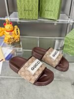 Gucci Gg Horizontal Strap Sandals With Tag In Brown - Image 2