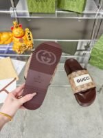 Gucci Gg Horizontal Strap Sandals With Tag In Brown - Image 6