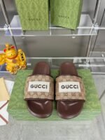 Gucci Gg Horizontal Strap Sandals With Tag In Brown - Image 3
