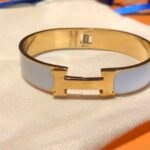 Hermes Clic Clac H Bracelet Gold In Light Blue - Image 4