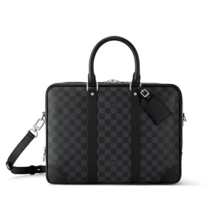 Louis Vuitton Porte Documents Voyage Damier Black 37Cm N40485