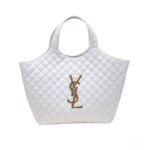 Saint Laurent Icare Maxi Shopping Bag In Quilted White 50Cm