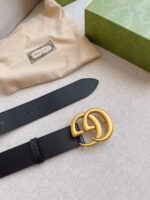 Gucci Gg Marmont Wide Belt Black Gold Logo 4Cm 406831 Dj20T 1000 - Image 3