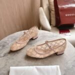 Gucci Women Gg Crystal Ballet Flat Light Pink Mesh 836809 Faeq0 9941 - Image 4