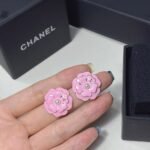 Chanel Camellia Earrings Pink Abg218 B21624 U3368 - Image 4