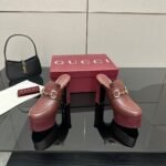 Gucci Women Platform Mule With Horsebit Red Leather ‎835315 Aadcw 6207 - Image 6