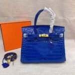 Hermes Birkin 30 Crocodile Gold Toned Hardware Dark Blue 30Cm - Image 2