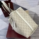 Gucci Gg Emblem Large Tote Bag Beige And White Coated Fabric 38cm 815213 Fad6l 9641 - Image 3