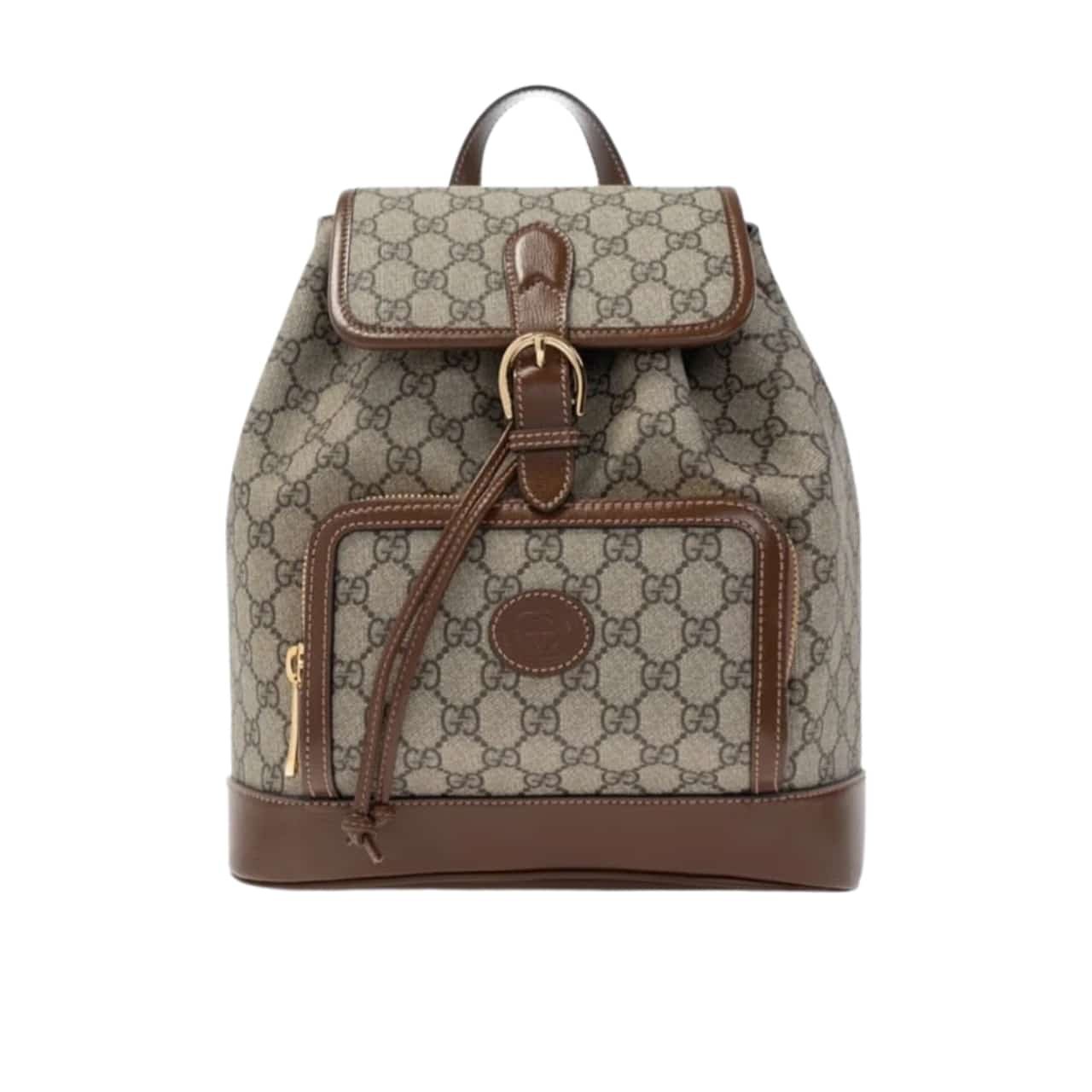 114-3-1 Gucci Backpack With Interlocking G Beige And Ebony 26Cm - Image 1